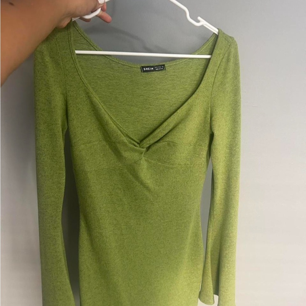 SHEIN Olive Long Sleeve Dress